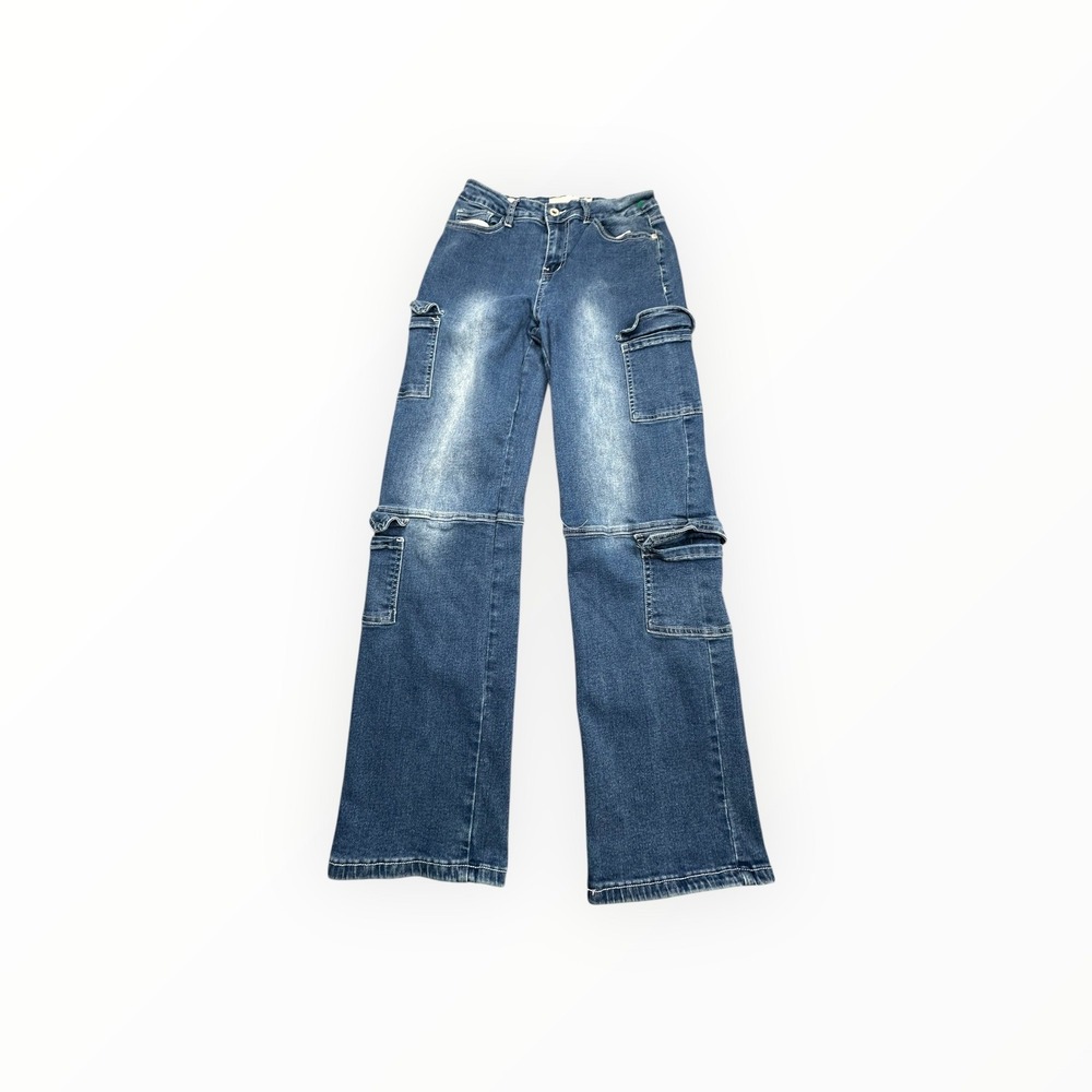 Celebrity Ace Cargo‎ Jeans Womens 7/28 Blue Wide Leg Flare The Skater Jean